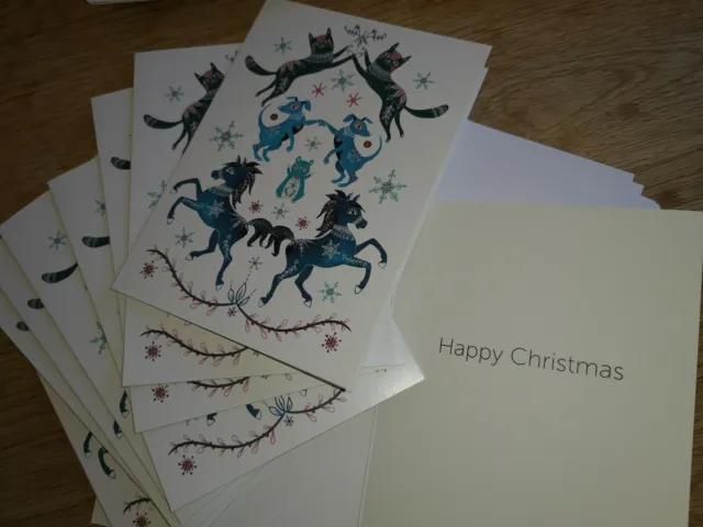10 cartes de Noël pour animaux de compagnie avec enveloppes, 170 x 120 mm, Joyeux Noël, chat, chiot, cheval 3