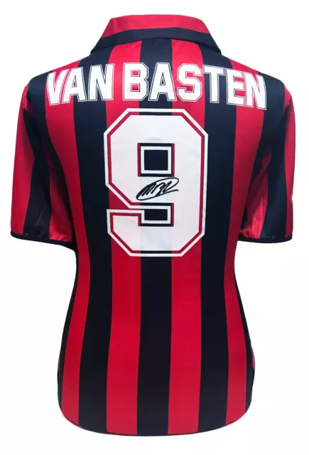 Marco Van Basten Signed Ac Milan Official Retro Football Shirt See Proof + Coa