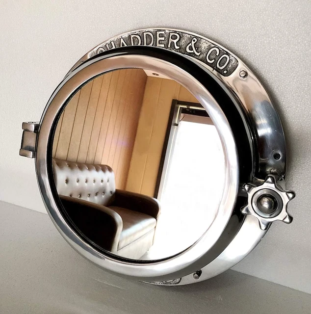 40.64 cm Nickel Plated Heavy Canal Boat Porthole Window Ship Round Mirror Wall