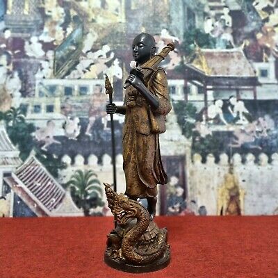 21.7" Thailand Sivali Buddha Statue Bronze Siwali Umbrella Buddha On Naga&Turtle