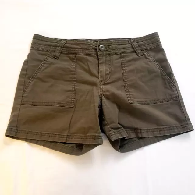 prAna Womens Chino Shorts Stretchy Organic Cotton Blend Slate Green Size 4