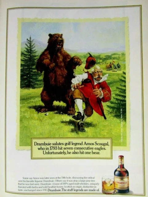 Amos Scougal 7 Eagles 1 Bear Drambuie RARE Framed Look Original REGIONAL 1991 Ad