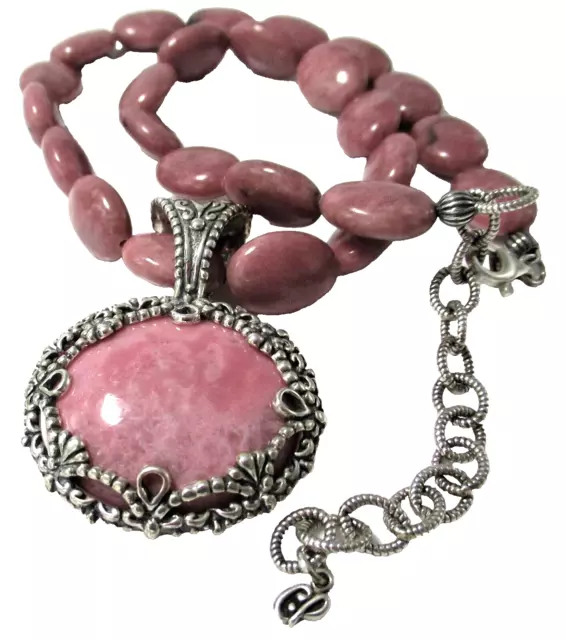 Carolyn Pollack Southwest Sterling Silver Pink Rhodonite Pendant Necklace