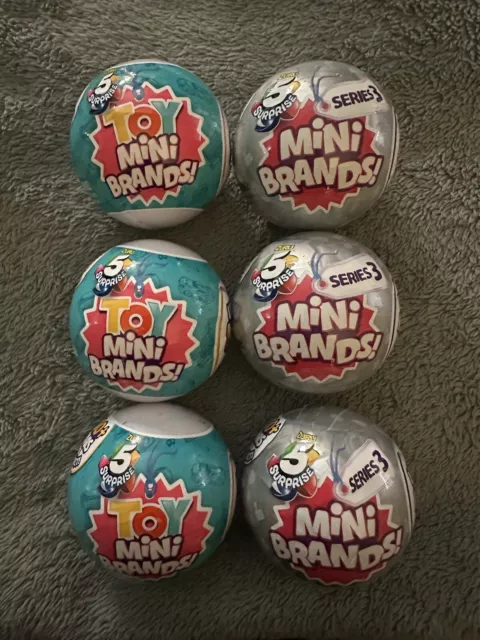 6, New Zuru 5 Surprise Series 1 Toy Mini Brands & Series 3 Mini Brands Lot Of 6