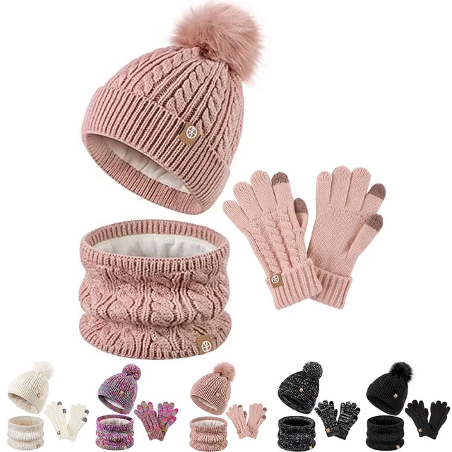 Ensemble d'écharpes gants à tricoter pour enfants hiver chaud chapeau de Noël