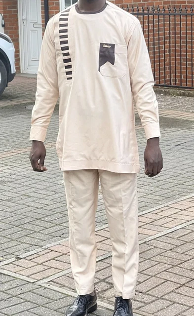 Abbigliamento uomo africano 2 pezzi maniche lunghe vita media tradizionale 34