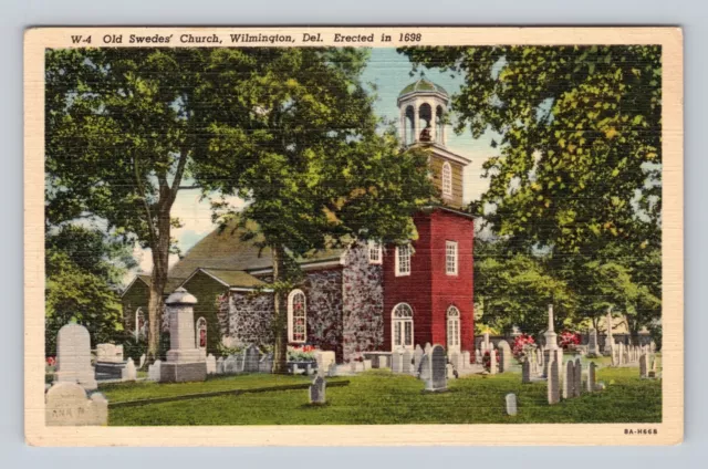 Old Swede Church Wilmington Delaware DE UNP Unused Linen Postcard C17