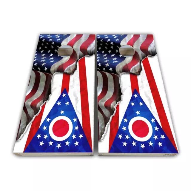 Ohio Cornhole Ohio State Flag American Flag Cornhole Board Wrap Decal