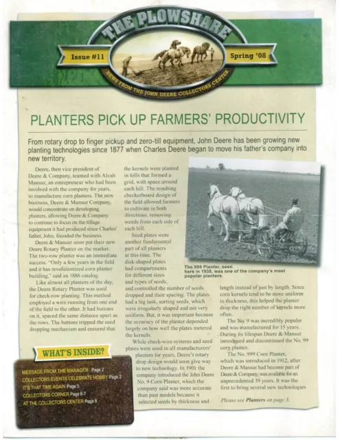 Plowshare Magazine John Deere Collectors Center, Early Planters