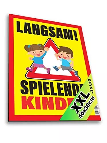 Panneau XXL – Attention aux enfants – 40 x 30 cm – Plaque en mousse rigide ex...