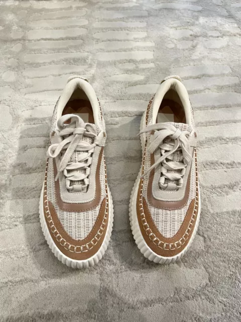 Dolce Vita Dolen Tweed Sneakers Brown White Size 9 3