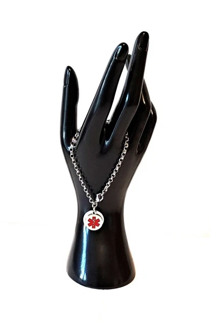 Pulsera de alerta médica advertencia acero inoxidable disco de cadena rolo y dije médico