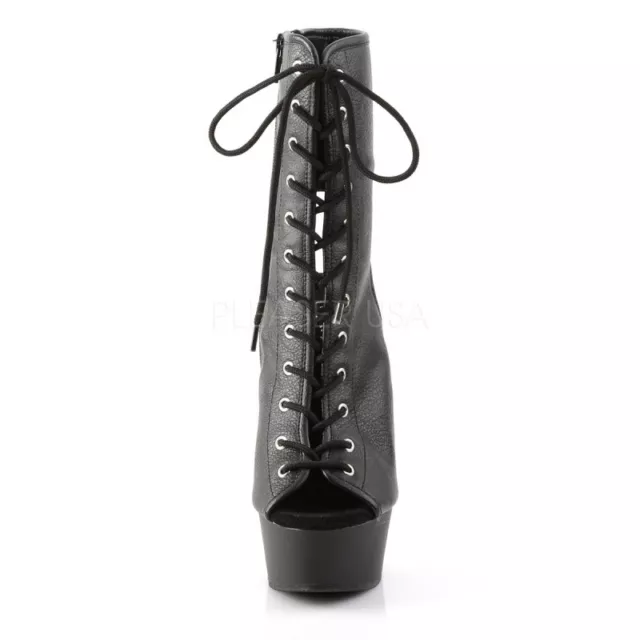 Pleaser Delight-1016 stivaletti plateau neri peeptoes tabledance poledance 2