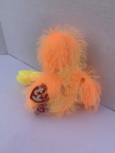 Ty Punkies Duck FLIPFLOP Plush Bright Orange & Yellow  Shaggy 2002 3