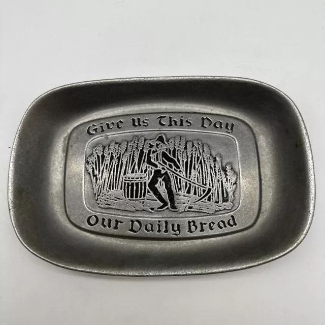 Wilton Armetale Pewter Bread Plate Tray "Give Us This Day Our Daily Bread"