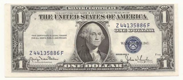CU UNC 1935-D $1 Dollar Bill Silver Certificate Note FREE SHIPPING 886F