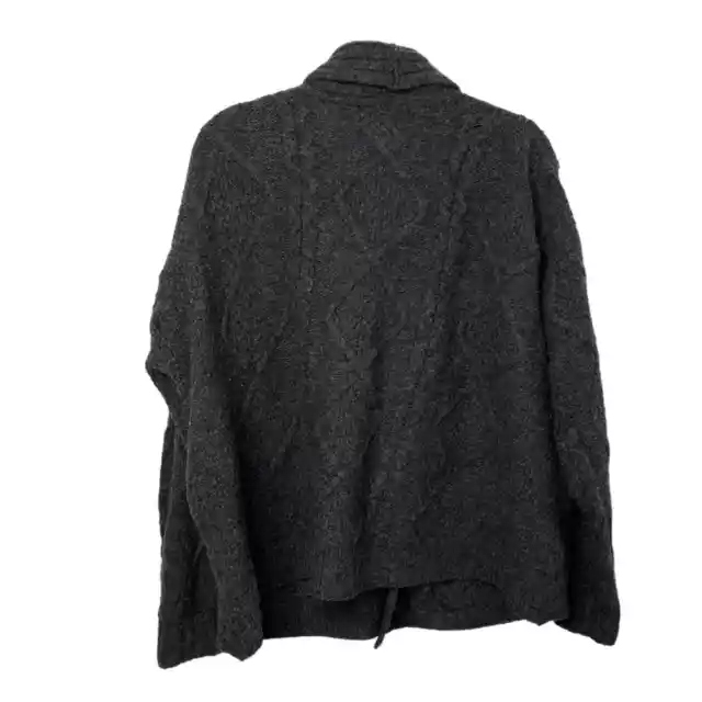 ARAN CRAFTS MERINO Wool Irish Cable Knit Gray Sweater Cardigan Womens ...