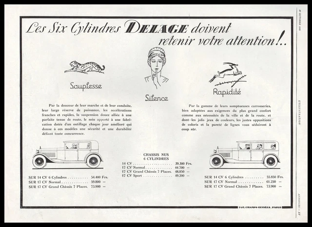 Publicite Delage Automobile Car  Ad  1928  -3H