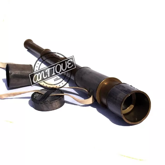 Christmas Caribean Pirates Movie Prop Telescope Leather Strap Cover Spyglass