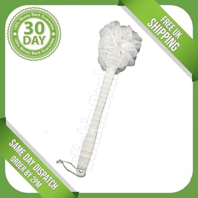 Long Handle Bath Shower Body Scrub Puff Scrunchie Loofah Sponge Back Wash Clean