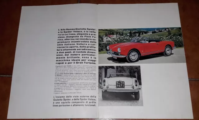 Brochure Depliant Advertisement Alfa Romeo Giulietta Spider Veloce Italiano 1960 2