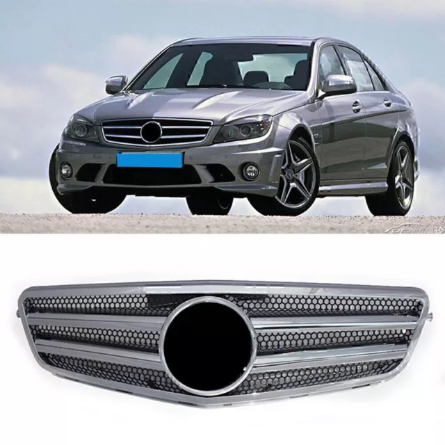 ABS Front Sport Mesh Grilles Grill For Mercedes Benz C class W204 2007-2014 2013