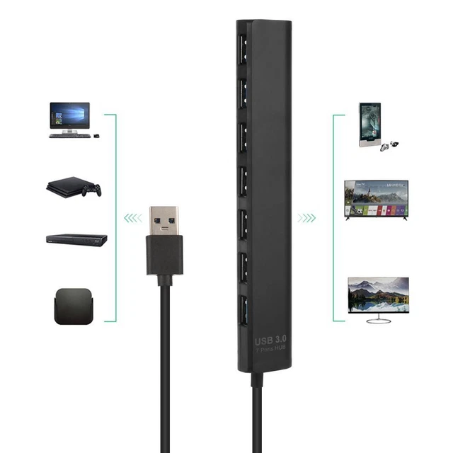 Usb Led Switch LED POWER SWITCH USB Expander 4/7 Ports Splitter USB 3.0 Hub For Laptop ...
