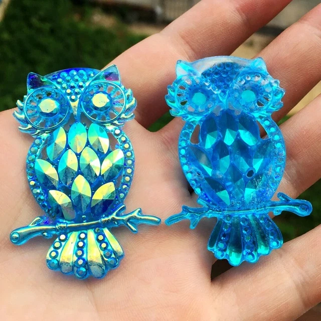 Resin 3D Decorated Owls Flatback Rhinestone Large Cabochons Jewellery Making 3