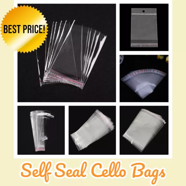 Clear Cellophane Cello Bags Self Peel Seal For Card Sweet Party Gift Large Small