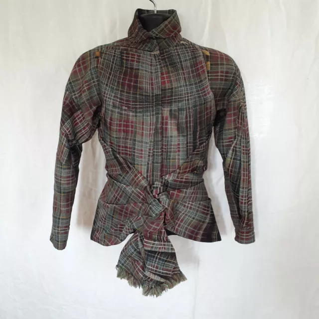 Jean Paul Gaultier Femme Plaid Trompe L'Oeuil Structured Jacket Kilt Plaid Y2K