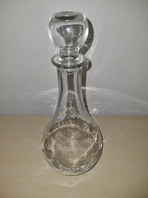 Ancienne Carafe/cruche En Verre Avec Habillage Cuir - Déco Vintage Chevalier