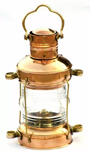 Antik Anker Öl Lampe Messing & Kupfer Nautisch Maritim Schiff Laterne Boot Licht