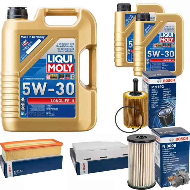 Bosch Inspection Set 7 L Liqui Moly Longlife 3 5W-30 pour VW Touran