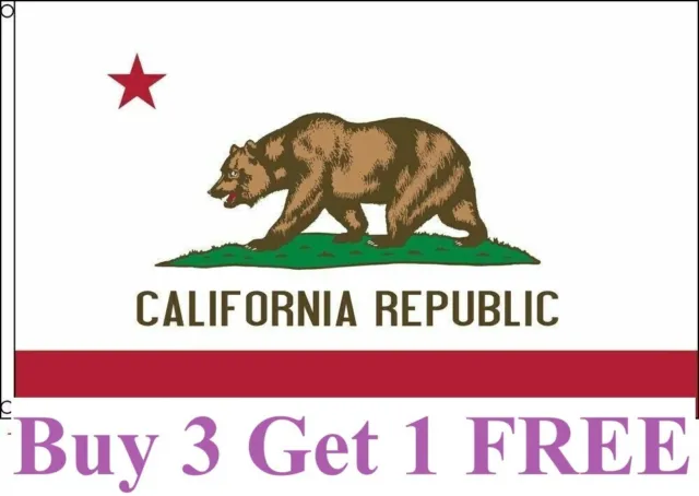 California Flag 3x5ft CA State Republic Bear Big flags Vivid Color, 150D Premium