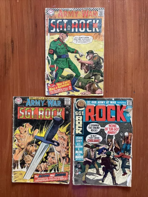 Dc Comics Our Army At War Sgt Rock 180 189 233! 3 Comic Lot! Low/Poor Grade/Fair