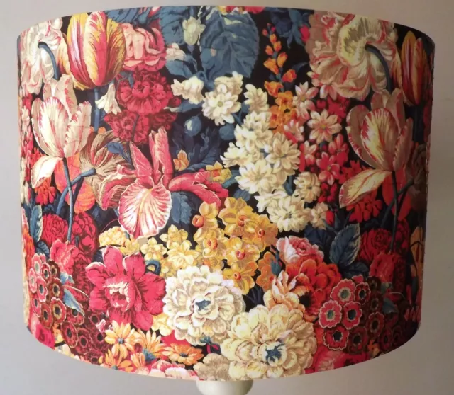 Rich Floral Lampshade, vintage , shabby chic, antique red,pink,teal FREE GIFT