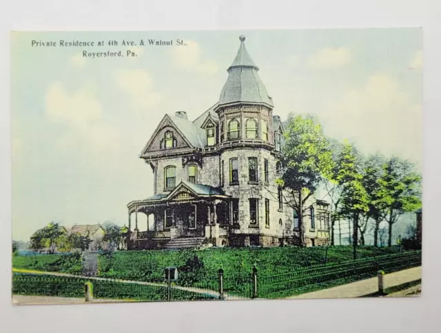 Roversford PA Pennsylvania Residence at 4th Ave & Walnut Vintage Postcard Unused