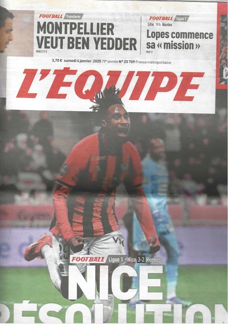 L'EQUIPE-04 JANVIER 2025-FOOT:NICE/BEN YEDDER