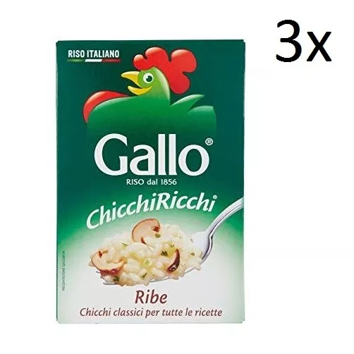 3x Riso Gallo Chicchi Ricchi Ribe superfeiner Reis 1 Kg Italienisch Parboiled