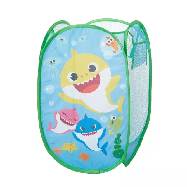 pinkfong Baby Shark Pop-Up Hamper with Durable Carry Handles Blue Toy Storage