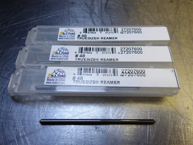3 NEW! MA Ford #48 (.0760") Carbide Reamer 4 FL 1/2"OAL 01273 3 NEW! MA Ford #48 (.0760") Carbide Reamer 4 FL 1/2"OAL 01273