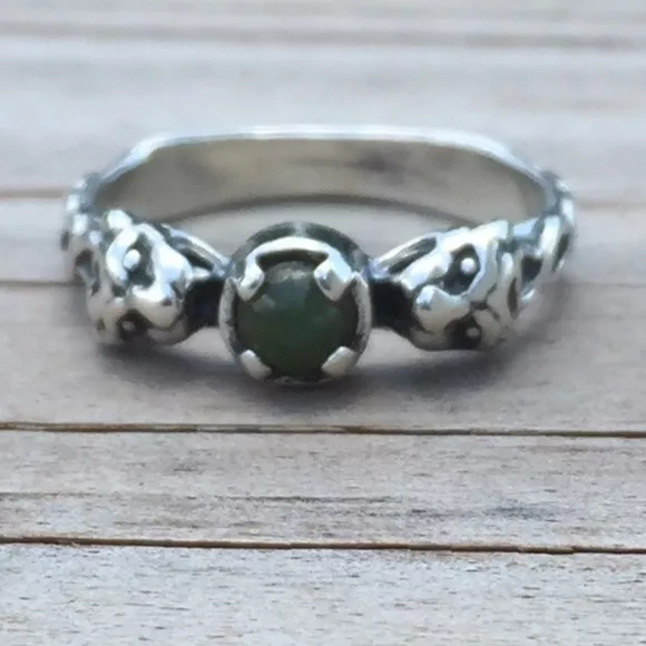 Celtic Lion Ring .925 Sterling Silver Sz 8 with Genuine Jade Lion Goddess Ishtar