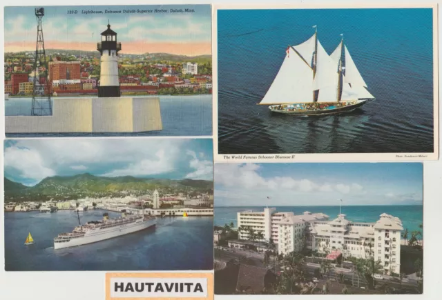 Bluenose II Sailboat Postcards - Duluth Lighthouse - SS Lurline Hawaii 4x Color