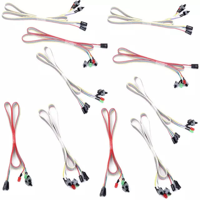 10 Pieces PC Reset Switch Cable, 4 in 1 ATX Computer Power Reset Switch Motherbo