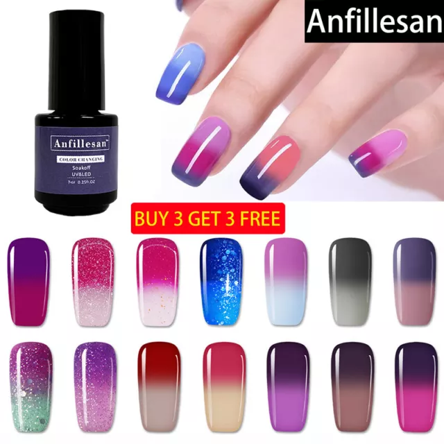 Temperature Colour Changing Gel Nail Polish Thermal Soak Off UV Gel Anfillesan