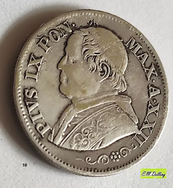 10 Soldi 1867 Vatikan "PIVS IX P M A" 835er Silber