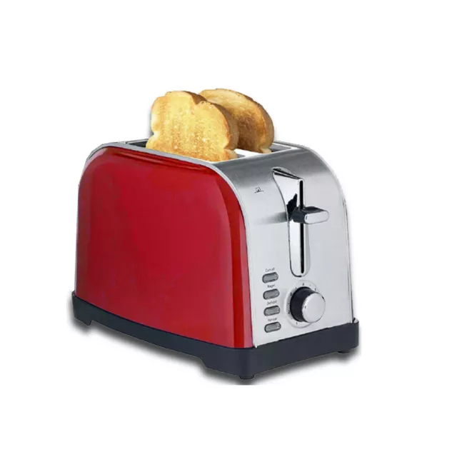 2 Slice Cherry Red Wide Slot Toaster Defrost Reheatand Cancel High Lift Function