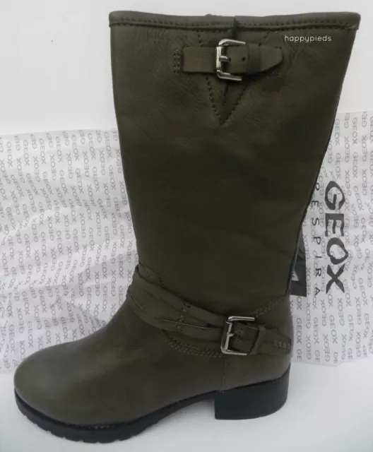 Geox D Haley Chaussures Femme 40 Bottes Mollet Bottines Calf Boots Vert UK7 Neuf