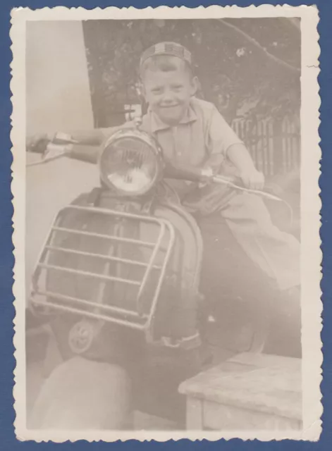 Beautiful Child on an old motorcycle, Cute Kid Soviet Vintage Photo USSR