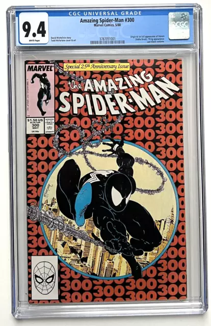 Amazing Spider-Man 300 CGC 9.4 First Venom Todd McFarlane 1988 White Pages